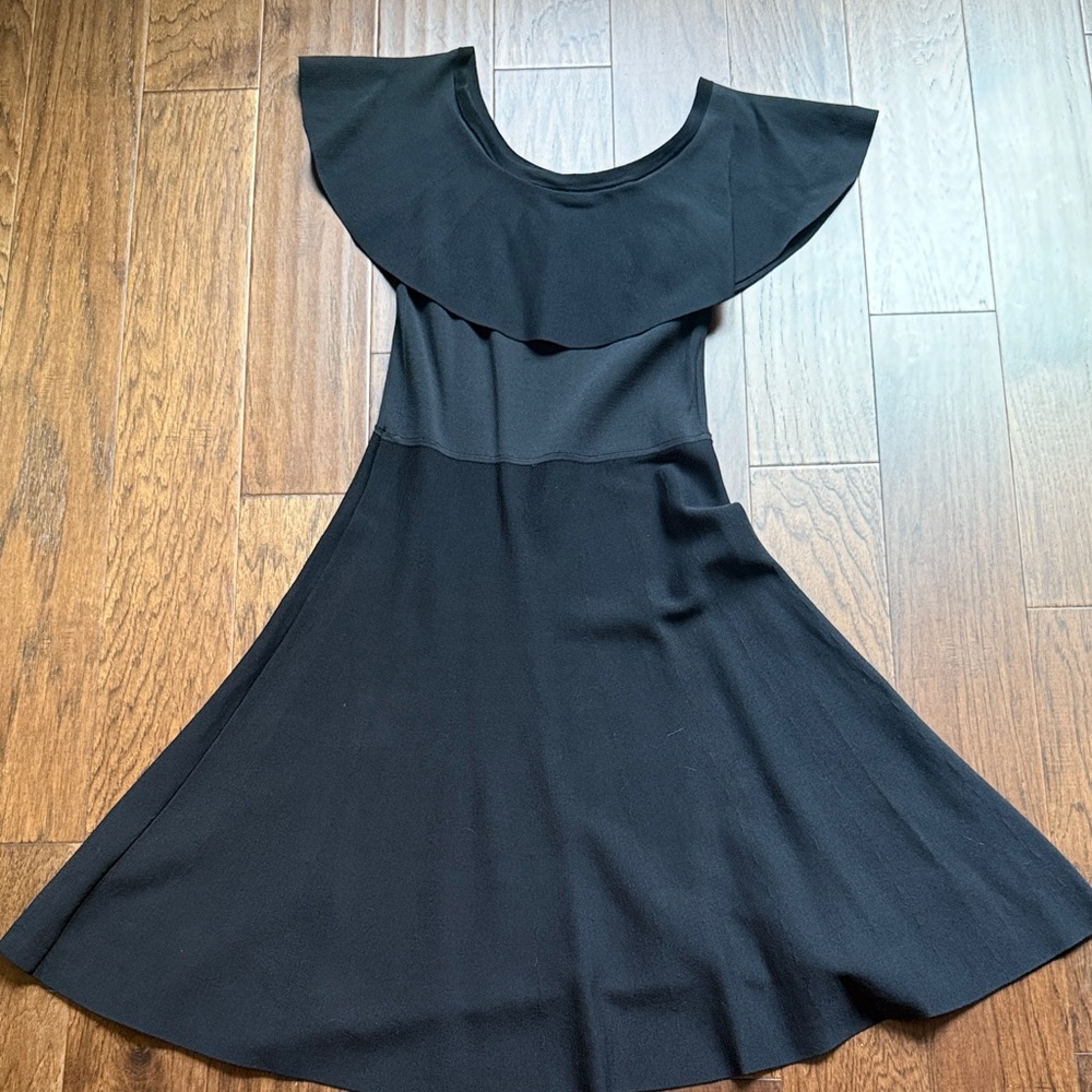 Eliza J Black Mini Dress off the shoulder Cape Detail